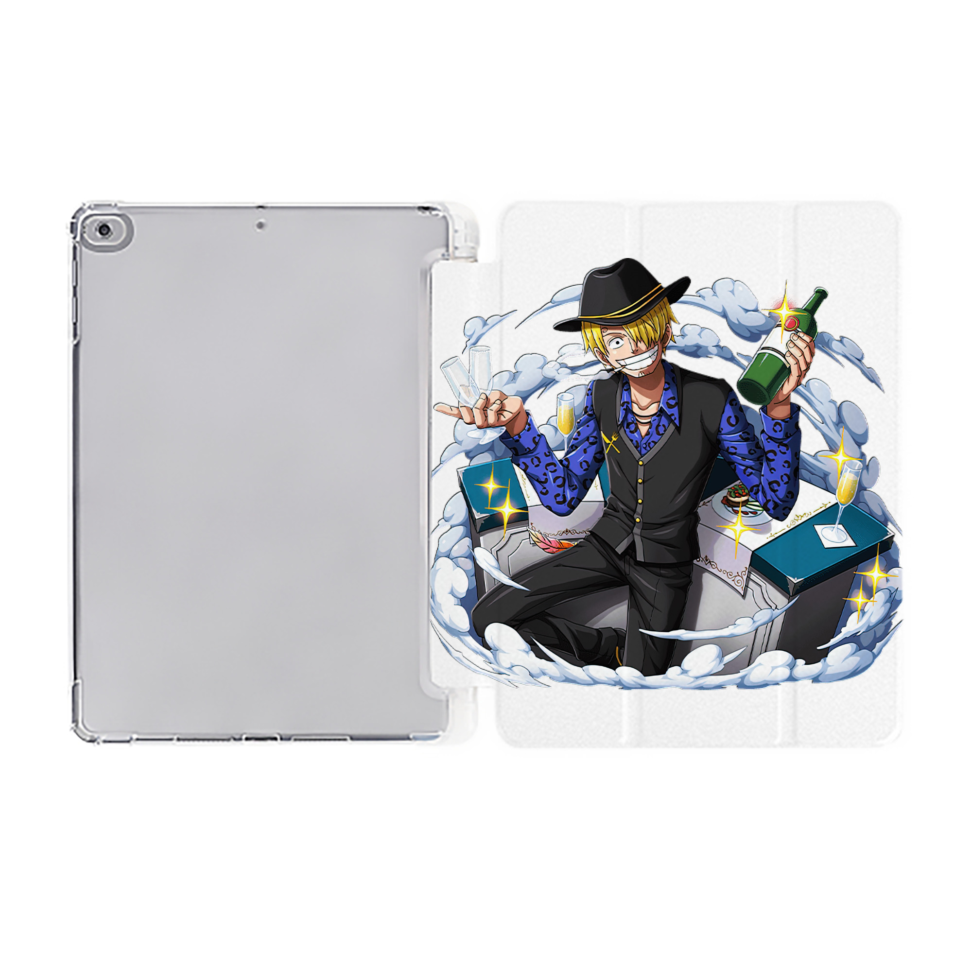 （画像用） ワンピース サンジ ONE PIECE Sanji IPad ケース ペン収納付き 三つ折りスタンド PUレザー×シリコン 対応機種9.5/10.5/10.9インチ
